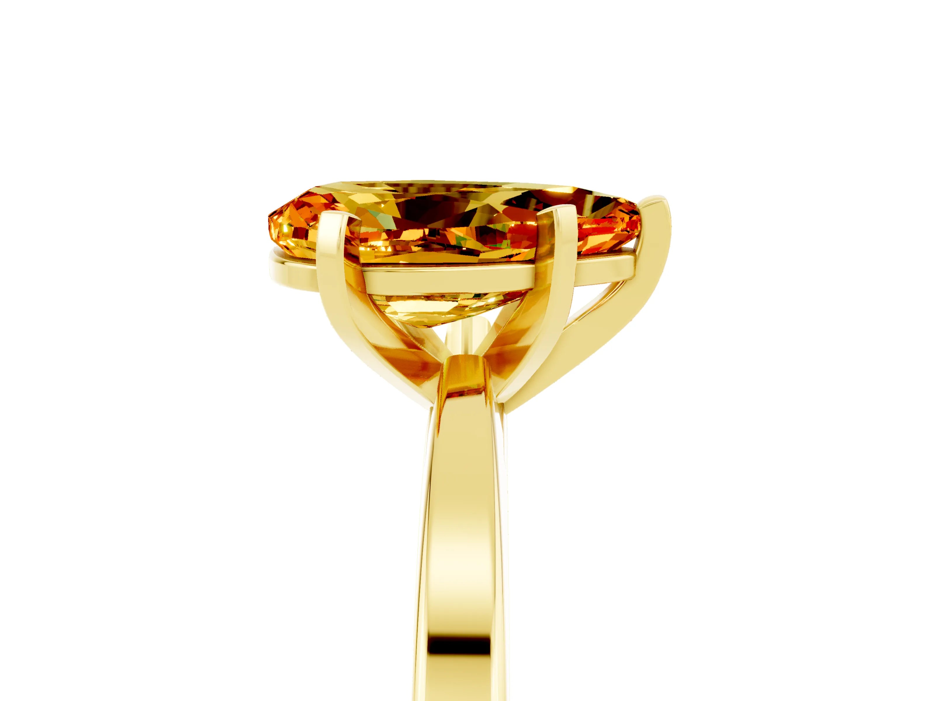 Yellow gold Pear Cut Citrine Solitaire Engagement Ring with Classic Band and Four-Prong Setting_29