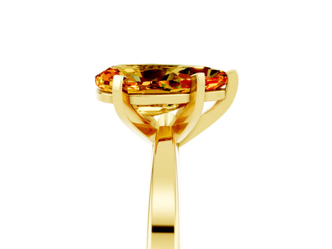 Yellow gold Pear Cut Citrine Solitaire Engagement Ring with Classic Band and Four-Prong Setting_29