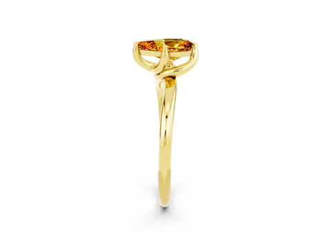 Yellow gold Pear Cut Citrine Solitaire Engagement Ring with Four-Prong Setting and Classic Band_14