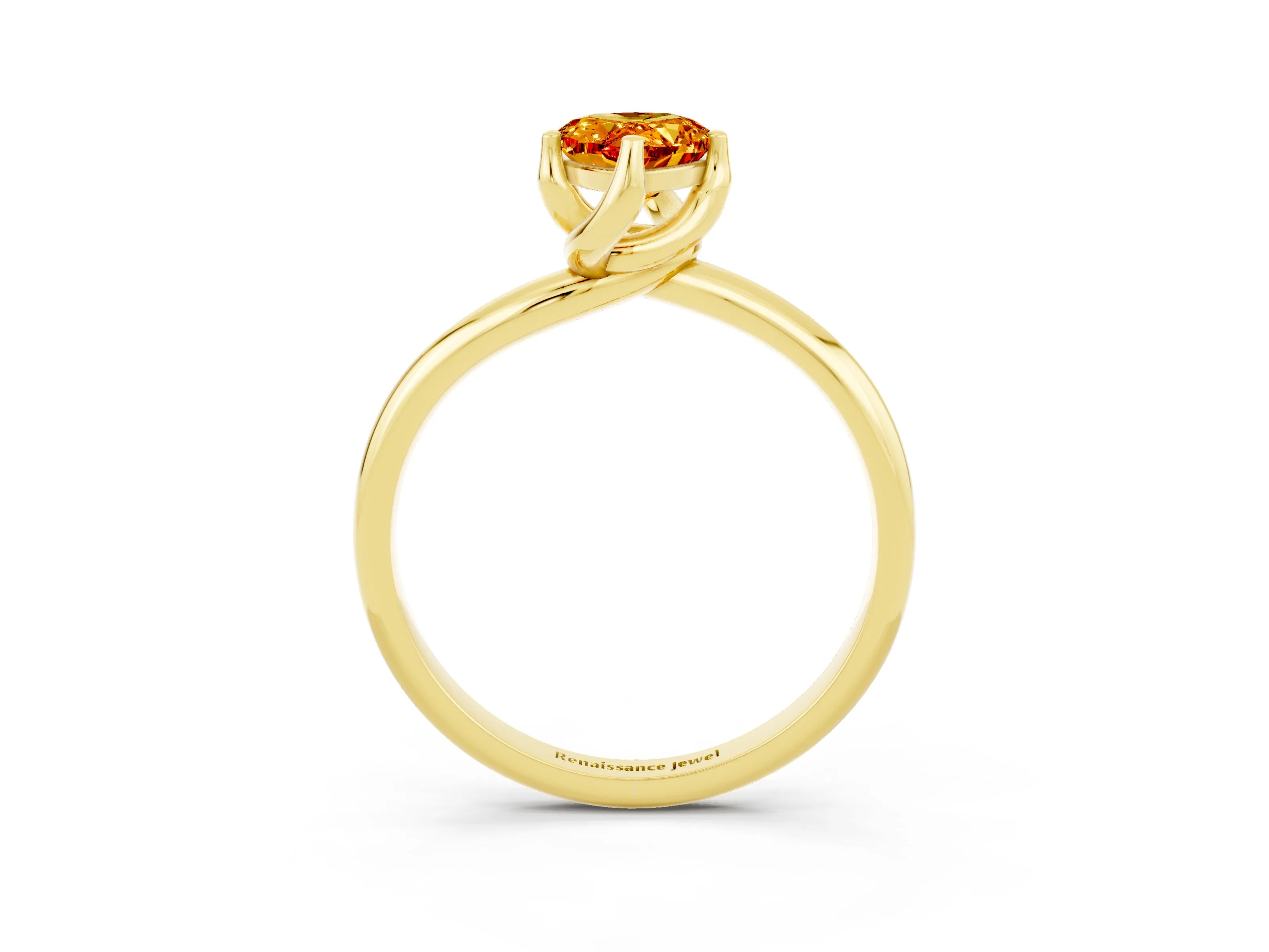 Yellow gold Pear Cut Citrine Solitaire Engagement Ring with Four-Prong Setting and Classic Band_15