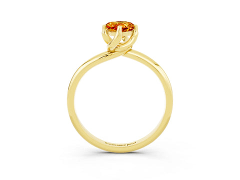 Yellow gold Pear Cut Citrine Solitaire Engagement Ring with Four-Prong Setting and Classic Band_15