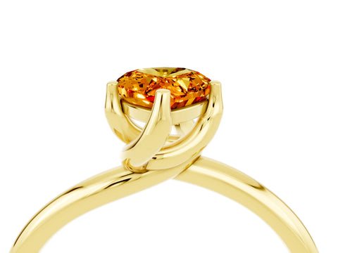 Yellow gold Pear Cut Citrine Solitaire Engagement Ring with Four-Prong Setting and Classic Band_16