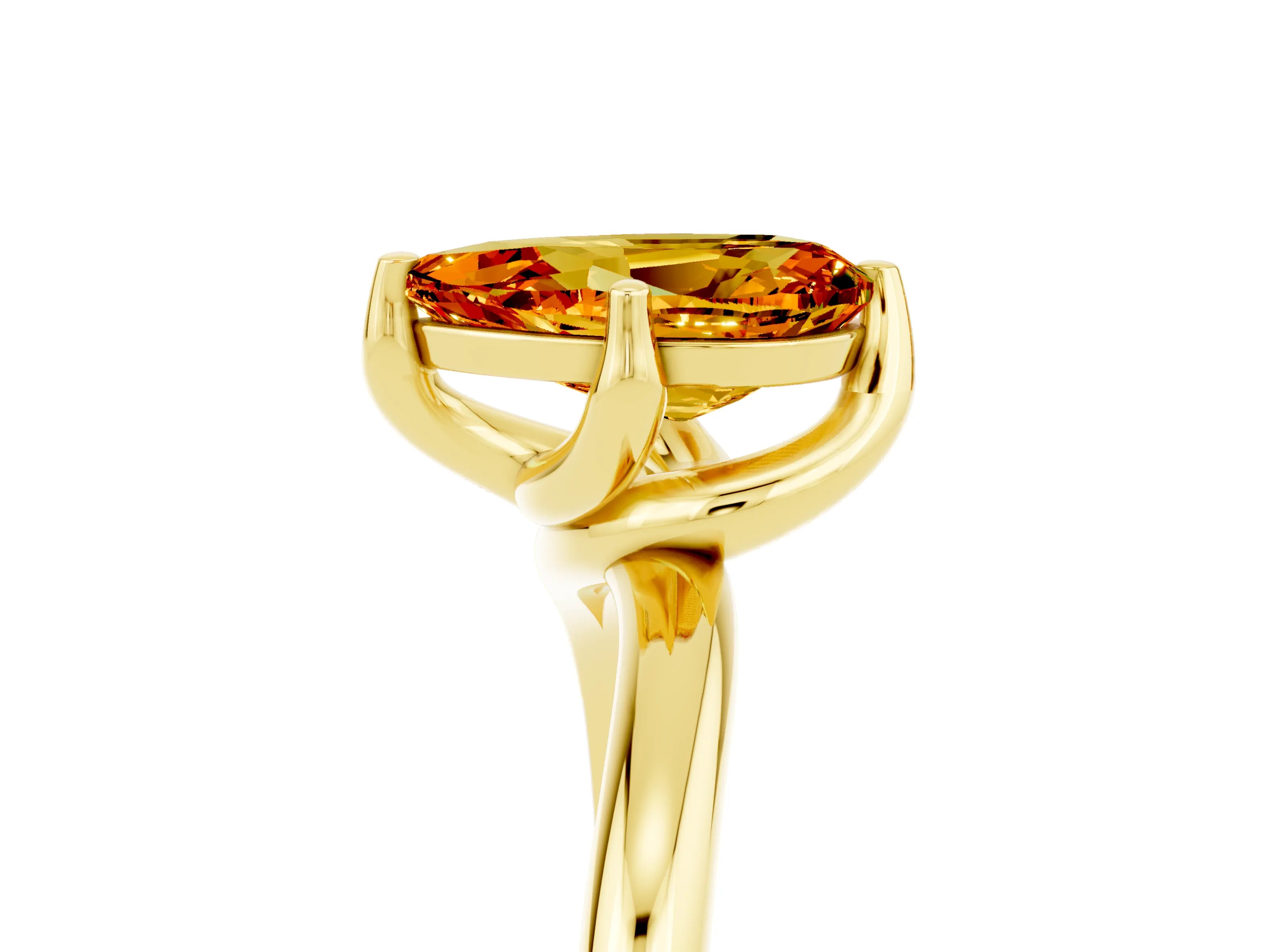 Yellow gold Pear Cut Citrine Solitaire Engagement Ring with Four-Prong Setting and Classic Band_17