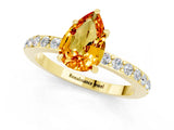 Yellow gold Pear Cut Citrine Solitaire Engagement Ring with Pavé Band and Four-Prong Setting_1