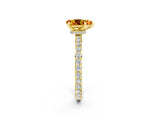 Yellow gold Pear Cut Citrine Solitaire Engagement Ring with Pavé Band and Four-Prong Setting_2