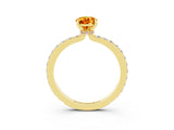 Yellow gold Pear Cut Citrine Solitaire Engagement Ring with Pavé Band and Four-Prong Setting_3