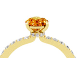 Yellow gold Pear Cut Citrine Solitaire Engagement Ring with Pavé Band and Four-Prong Setting_4