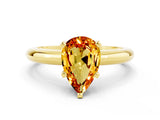 Yellow gold Pear Cut Citrine Solitaire Engagement Ring with Round Band and Four-Prong Setting