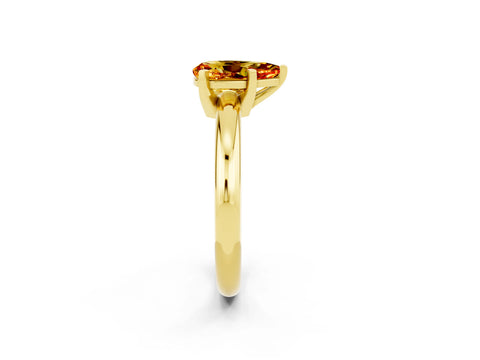 Yellow gold Pear Cut Citrine Solitaire Engagement Ring with Round Band and Four-Prong Setting_2