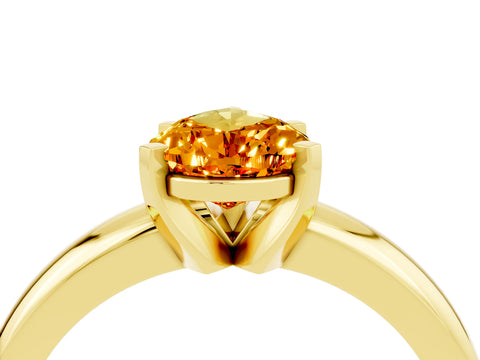 Yellow gold Pear Cut Citrine Solitaire Engagement Ring with Round Band and Four-Prong Setting_4