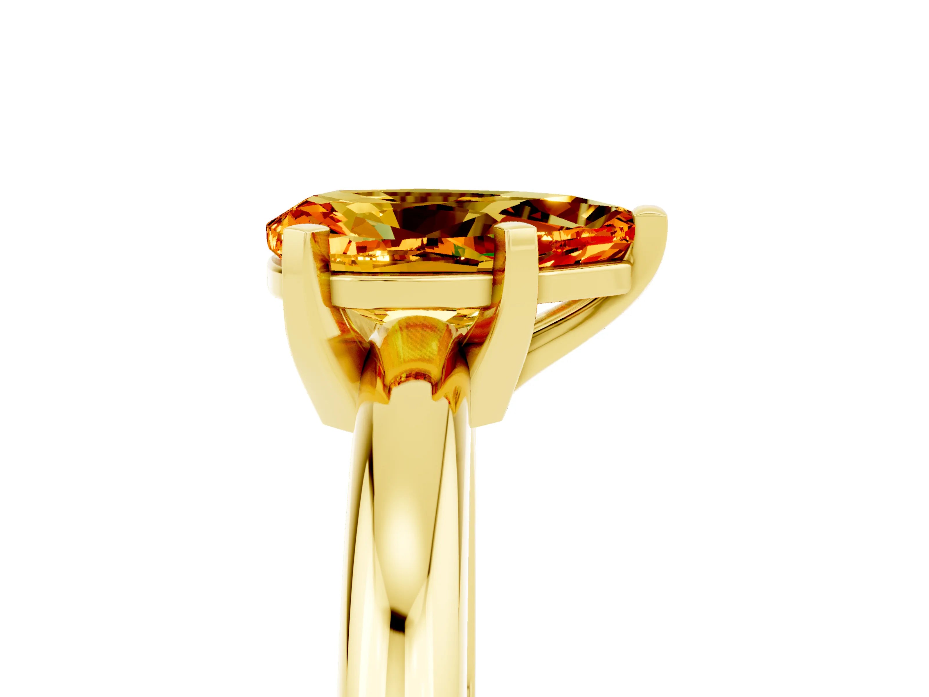Yellow gold Pear Cut Citrine Solitaire Engagement Ring with Round Band and Four-Prong Setting_5