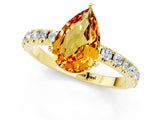 Yellow gold Pear Cut Citrine Solitaire Pavé Band with Four-Prong Setting_1