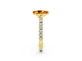 Yellow gold Pear Cut Citrine Solitaire Pavé Band with Four-Prong Setting_2