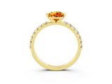 Yellow gold Pear Cut Citrine Solitaire Pavé Band with Four-Prong Setting_3
