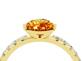 Yellow gold Pear Cut Citrine Solitaire Pavé Band with Four-Prong Setting_4