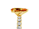 Yellow gold Pear Cut Citrine Solitaire Pavé Band with Four-Prong Setting_5