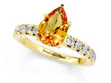 Yellow gold Pear Cut Citrine Solitaire Pavé Engagement Ring with Round Band and Prong Setting_13