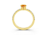 Yellow gold Pear Cut Citrine Solitaire Pavé Engagement Ring with Round Band and Prong Setting_15