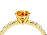 Yellow gold Pear Cut Citrine Solitaire Pavé Engagement Ring with Round Band and Prong Setting_16