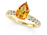 Yellow gold Pear Cut Citrine Solitaire Pavé Engagement Ring with Round Band and Prong Setting_67