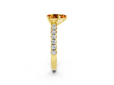 Yellow gold Pear Cut Citrine Solitaire Pavé Engagement Ring with Round Band and Prong Setting_68