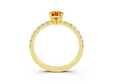Yellow gold Pear Cut Citrine Solitaire Pavé Engagement Ring with Round Band and Prong Setting_69