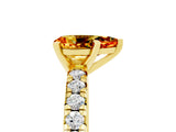 Yellow gold Pear Cut Citrine Solitaire Pavé Engagement Ring with Round Band and Prong Setting_71