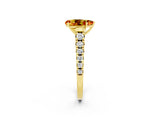 Yellow gold Pear Cut Citrine Solitaire Ring with Cathedral Setting and Pavé Band_2