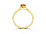 Yellow gold Pear Cut Citrine Solitaire Ring with Flower Prong Setting and Classic Band_15