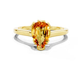 Yellow gold Pear Cut Citrine Solitaire Ring with Flower Prong Setting and Classic Band_36