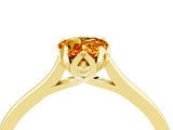 Yellow gold Pear Cut Citrine Solitaire Ring with Flower Prong Setting and Classic Band_40