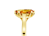 Yellow gold Pear Cut Citrine Solitaire Ring with Flower Prong Setting and Classic Band_41