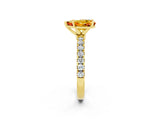 Yellow gold Pear Cut Citrine Solitaire Ring with Pavé Accents and Four-Prong Setting_2