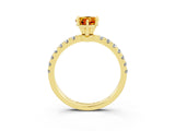 Yellow gold Pear Cut Citrine Solitaire Ring with Pavé Accents and Four-Prong Setting_3