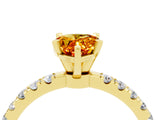 Yellow gold Pear Cut Citrine Solitaire Ring with Pavé Accents and Four-Prong Setting_4