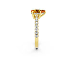 Yellow gold Pear Cut Citrine Solitaire Ring with Pavé Band and Four-Prong Setting_26