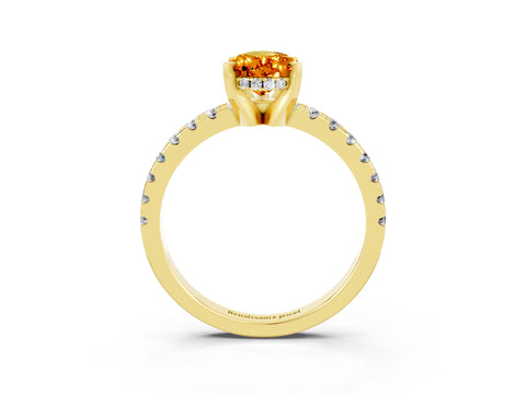 Yellow gold Pear Cut Citrine Solitaire Ring with Pavé Band and Four-Prong Setting_27
