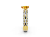 Yellow gold Pear Cut Citrine Solitaire Ring with Pavé and Channel Set Band_2