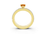 Yellow gold Pear Cut Citrine Solitaire Ring with Pavé and Channel Set Band_3