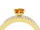 Yellow gold Pear Cut Citrine Solitaire Ring with Pavé and Channel Set Band_4