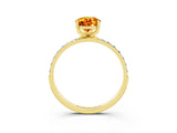 Yellow gold Pear Cut Citrine Solitaire Ring with Pave Band and Four Prong Setting_27