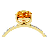 Yellow gold Pear Cut Citrine Solitaire Ring with Pave Band and Four Prong Setting_28