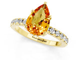 Yellow gold Pear Cut Citrine Solitaire Ring with Round  Pavé Band and Four-Prong Setting_37