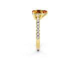 Yellow gold Pear Cut Citrine Solitaire Ring with Round  Pavé Band and Four-Prong Setting_38