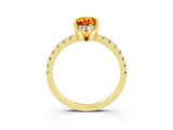 Yellow gold Pear Cut Citrine Solitaire Ring with Round  Pavé Band and Four-Prong Setting_39