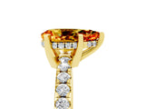 Yellow gold Pear Cut Citrine Solitaire Ring with Round  Pavé Band and Four-Prong Setting_41
