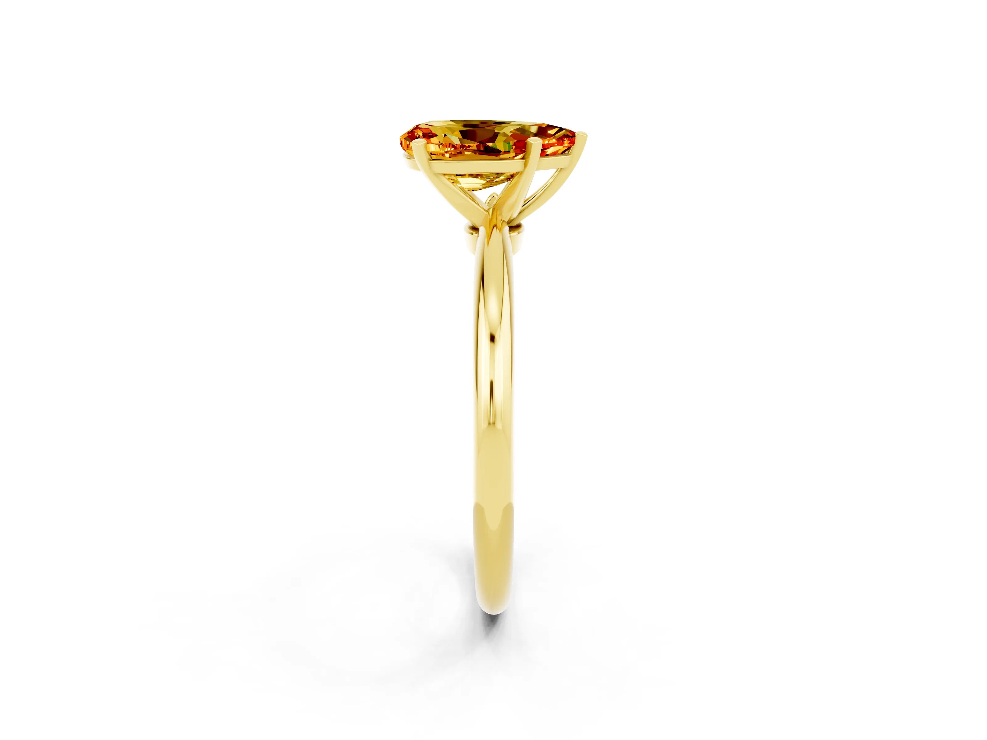 Yellow gold Pear Cut Citrine Solitaire Ring with Six-Prong Setting and Classic Band_2