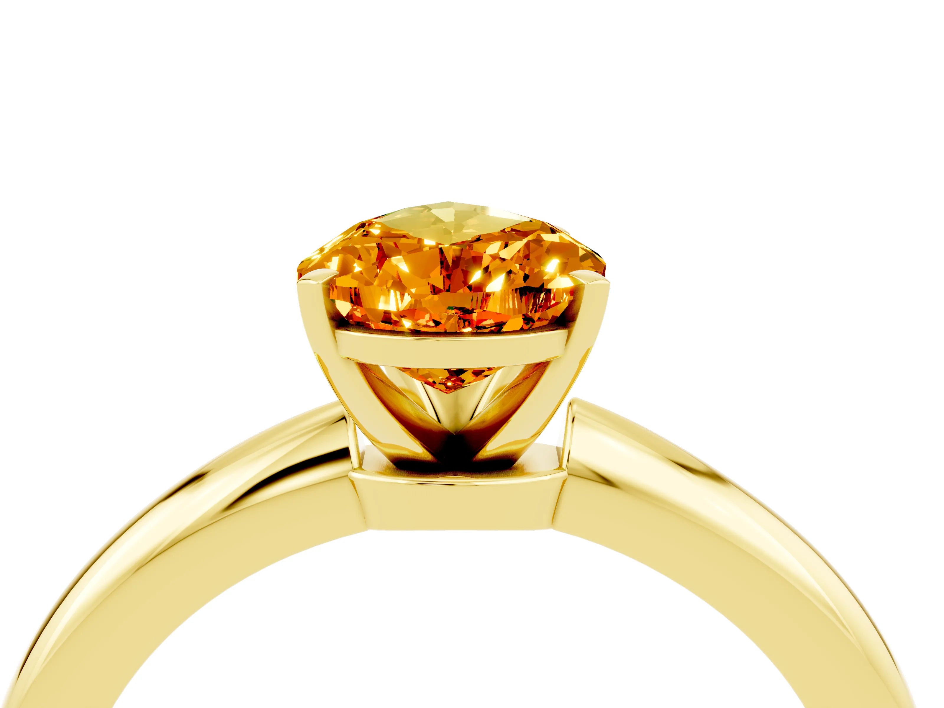 Yellow gold Pear Cut Citrine Solitaire Ring with Six-Prong Setting and Classic Band_4