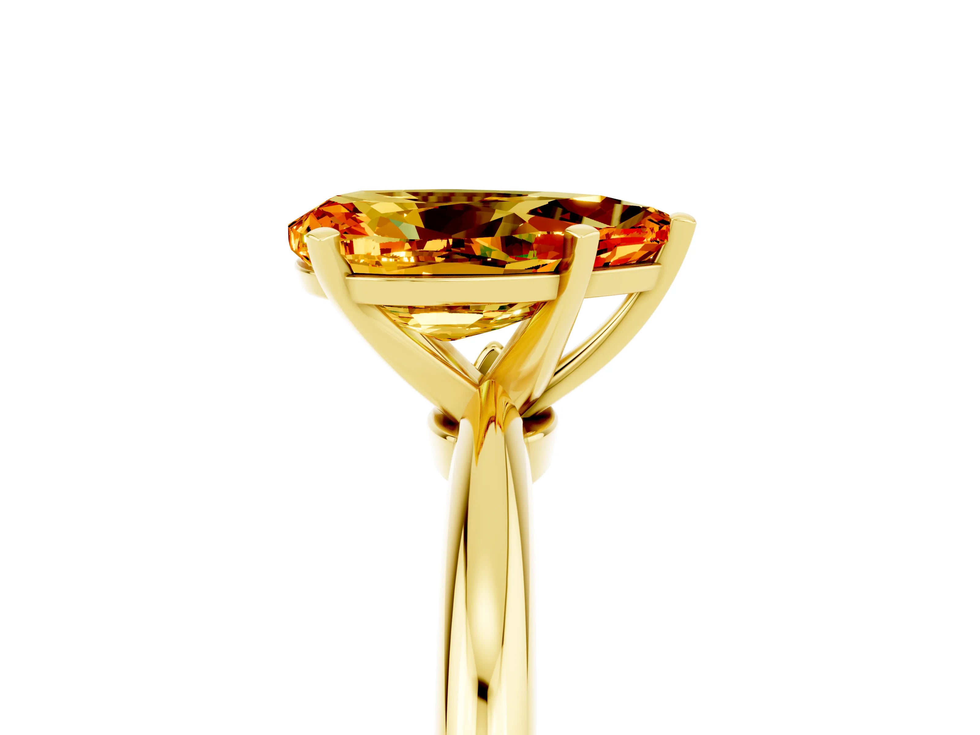 Yellow gold Pear Cut Citrine Solitaire Ring with Six-Prong Setting and Classic Band_5