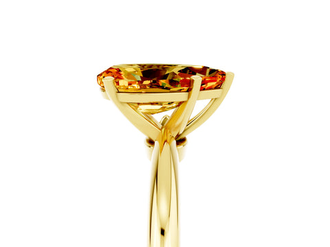 Yellow gold Pear Cut Citrine Solitaire Ring with Six-Prong Setting and Classic Band_5